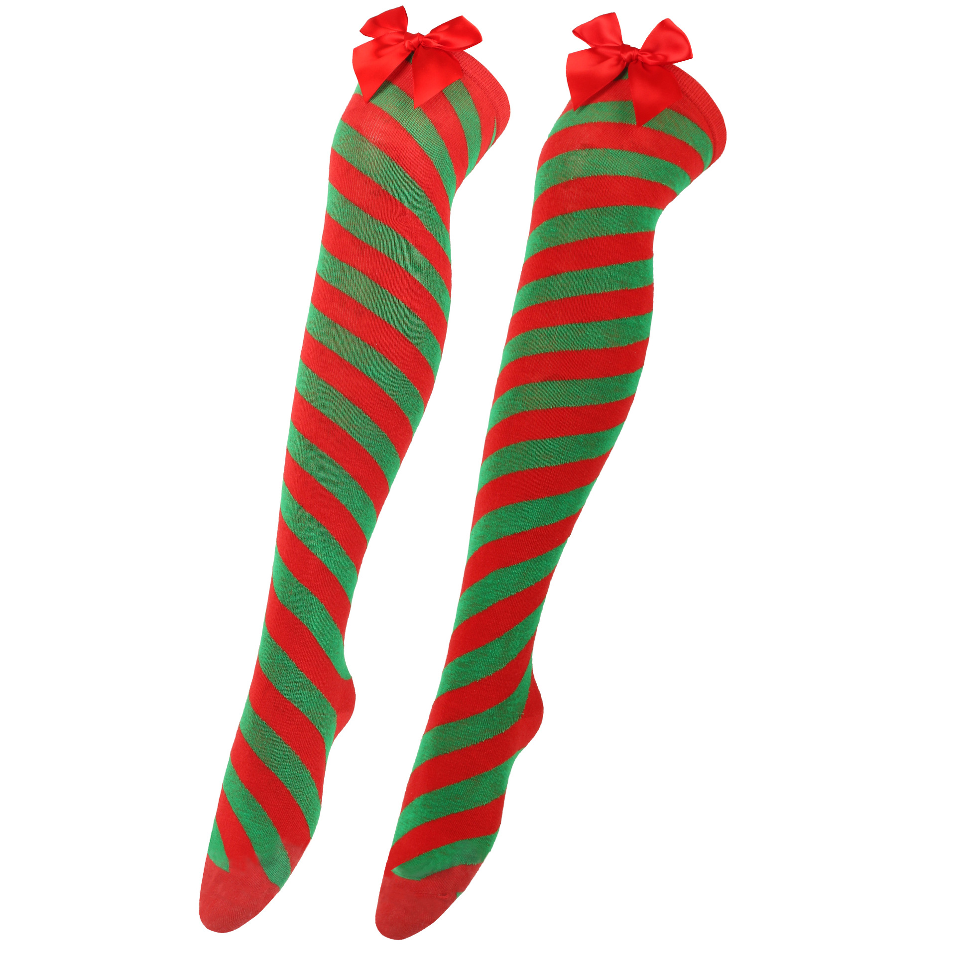 Candy Cane Holiday Christmas Thigh High Stockings